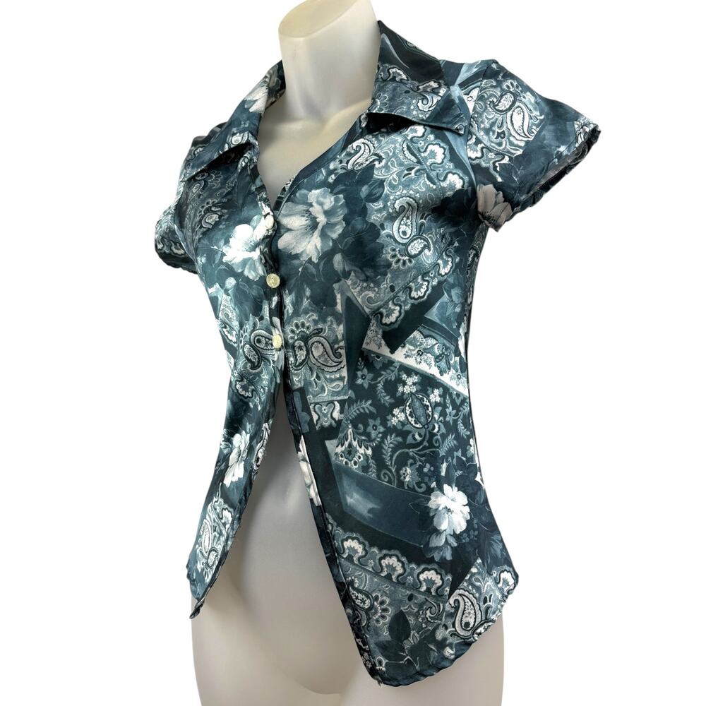 Vintage 90's YOUNIQUE CLOTHING USA satin trippy button down